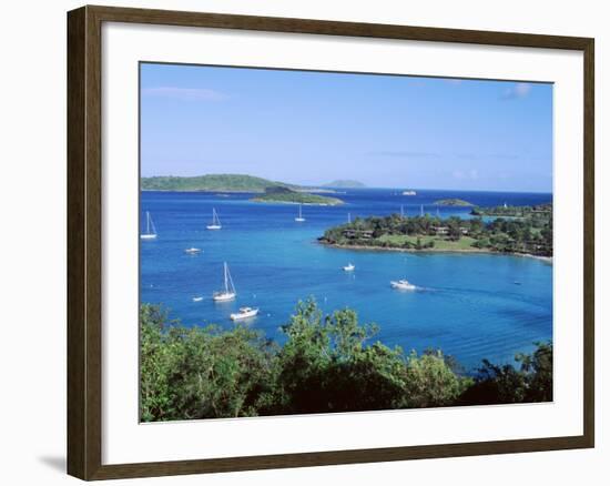 Us Virgin Islands, St. John, Caneel Bay, High Angle View of Boats in the Sea-null-Framed Photographic Print