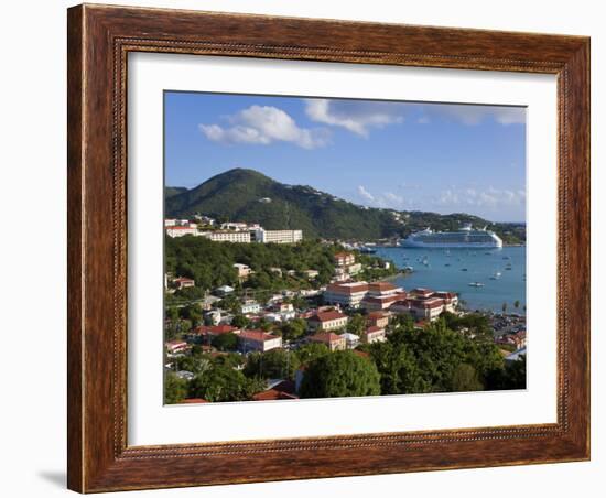 Us Virgin Islands, St, Thomas, Charlotte Amalie and Havensight Cruise Ship Dock, Caribbean-Gavin Hellier-Framed Photographic Print