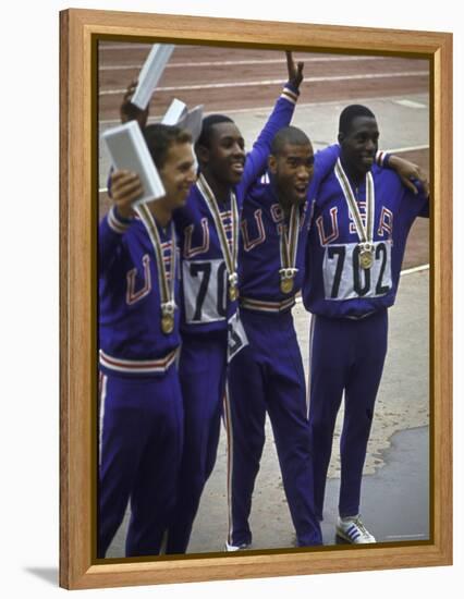 US Winning Team for the 4 X 100 Meter Relay at the Summer Olympics-George Silk-Framed Premier Image Canvas