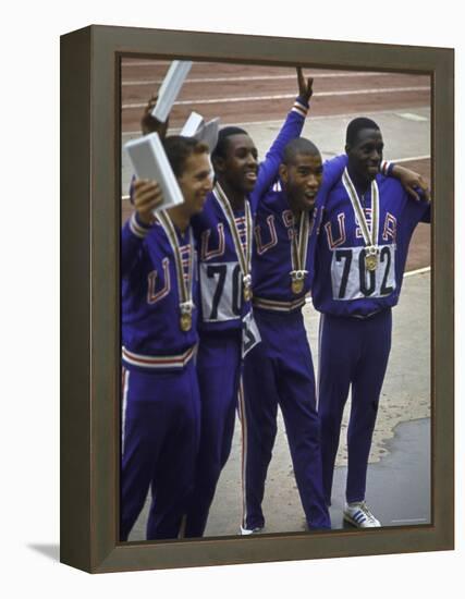 US Winning Team for the 4 X 100 Meter Relay at the Summer Olympics-George Silk-Framed Premier Image Canvas