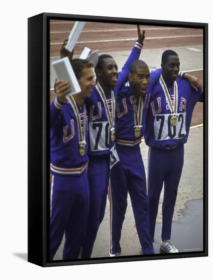 US Winning Team for the 4 X 100 Meter Relay at the Summer Olympics-George Silk-Framed Premier Image Canvas