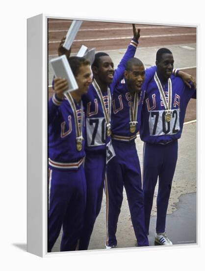 US Winning Team for the 4 X 100 Meter Relay at the Summer Olympics-George Silk-Framed Premier Image Canvas