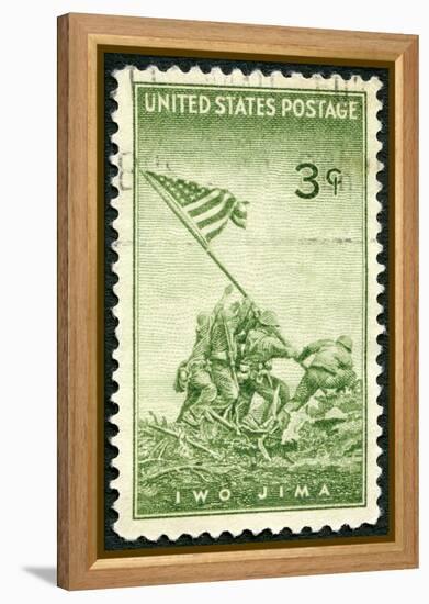 USA 1945 Shows Marines Raising Flag Mount Suribachi, Iwo Jima-popovaphoto-Framed Premier Image Canvas