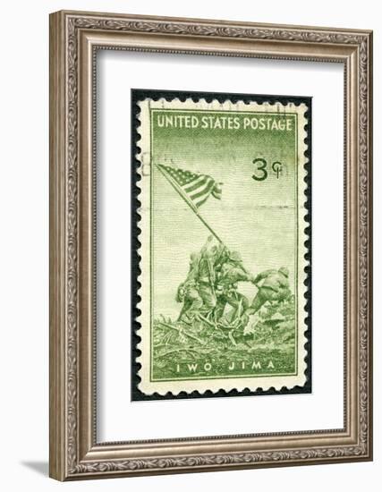 USA 1945 Shows Marines Raising Flag Mount Suribachi, Iwo Jima-popovaphoto-Framed Photographic Print