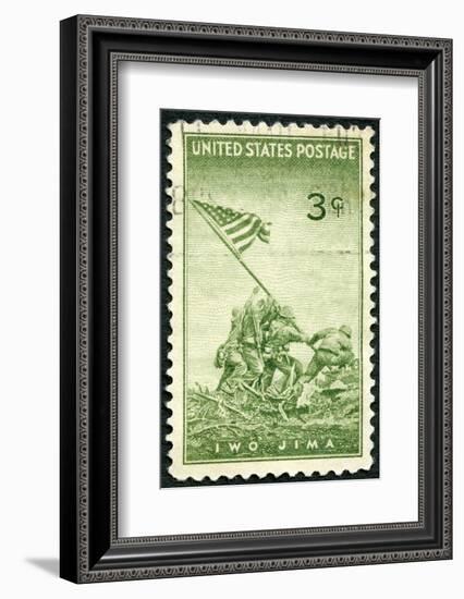 USA 1945 Shows Marines Raising Flag Mount Suribachi, Iwo Jima-popovaphoto-Framed Photographic Print