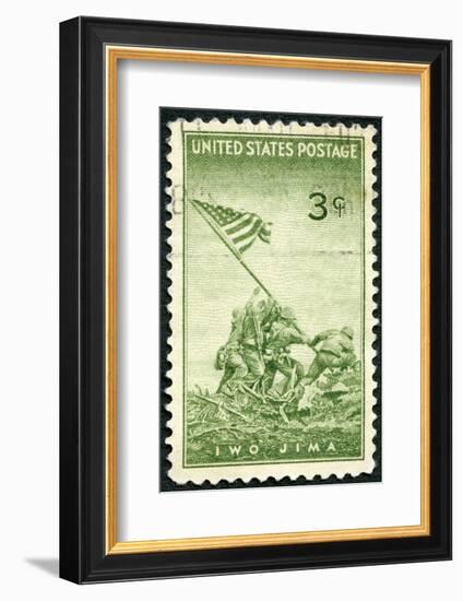 USA 1945 Shows Marines Raising Flag Mount Suribachi, Iwo Jima-popovaphoto-Framed Photographic Print