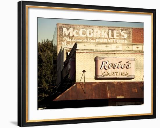 USA, Alabama, Muscle Shoals Area, Florence, Vintage Sign for Rosie's Cantina Restaurant-Walter Bibikow-Framed Photographic Print