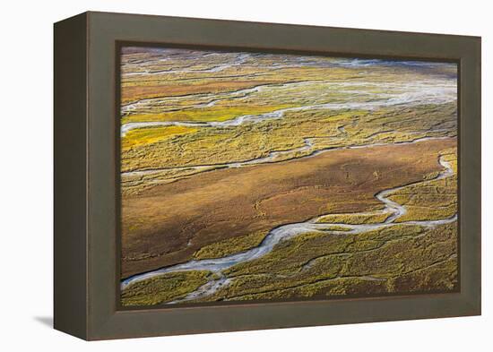 USA, Alaska, Brooks Range, Arctic NWR. Aerial of braided river and tundra.-Jaynes Gallery-Framed Premier Image Canvas