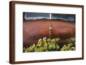 USA, Alaska, Chena Hot Springs. Old truck and flowers.-Jaynes Gallery-Framed Photographic Print