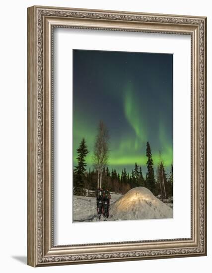 USA, Alaska, Fairbanks. a Quinzee Snow Shelter and Aurora Borealis-Cathy & Gordon Illg-Framed Photographic Print