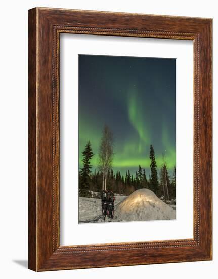 USA, Alaska, Fairbanks. a Quinzee Snow Shelter and Aurora Borealis-Cathy & Gordon Illg-Framed Photographic Print