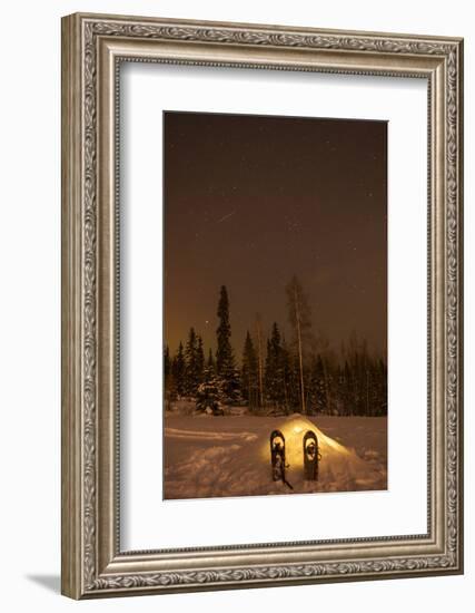 USA, Alaska, Fairbanks. a Quinzee Snow Shelter under the Night Sky-Cathy & Gordon Illg-Framed Photographic Print