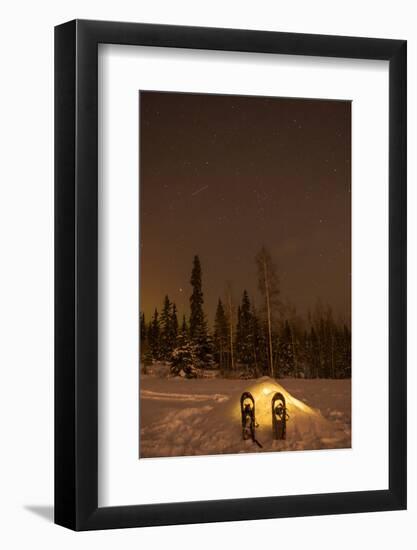 USA, Alaska, Fairbanks. a Quinzee Snow Shelter under the Night Sky-Cathy & Gordon Illg-Framed Photographic Print