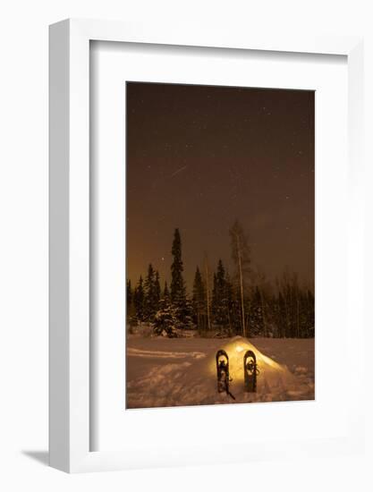 USA, Alaska, Fairbanks. a Quinzee Snow Shelter under the Night Sky-Cathy & Gordon Illg-Framed Photographic Print