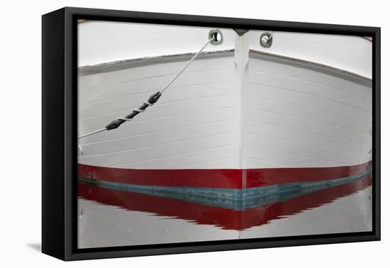 USA, Alaska, Hoonah. Bow of a boat reflects in water.-Don Paulson-Framed Premier Image Canvas