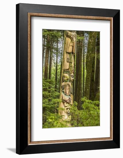 USA, Alaska, Prince of Wales Island, Kasaan. Totem pole and forest.-Jaynes Gallery-Framed Photographic Print