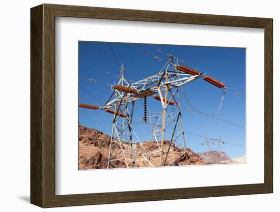 USA, Arizona and Nevada, Hoover Dam, Power Poles-Catharina Lux-Framed Photographic Print