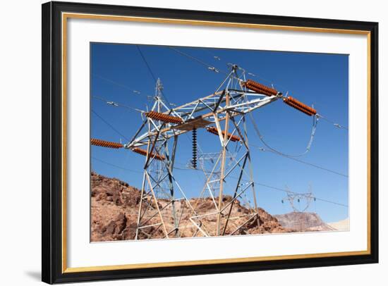 USA, Arizona and Nevada, Hoover Dam, Power Poles-Catharina Lux-Framed Photographic Print