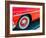 USA, Arizona, Buckeye. Close-up of a white wall tire on red classic car.-Jaynes Gallery-Framed Photographic Print