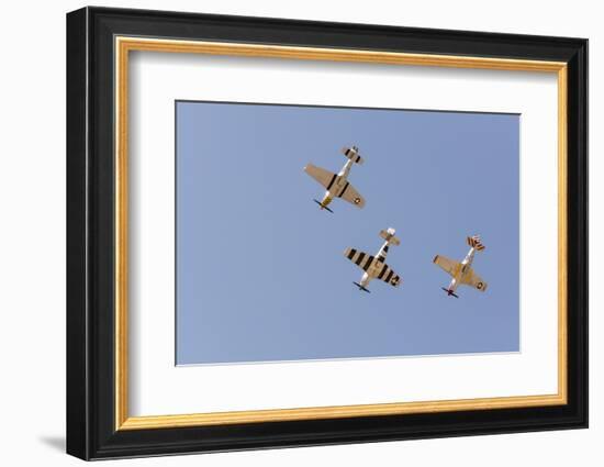 USA, Arizona, Glendale, Luke Air Force Base. P-51 Mustangs Flying-Jaynes Gallery-Framed Photographic Print