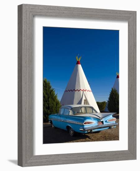 USA, Arizona, Holbrook, Route 66, Wigwam Motel, Chevrolet Impala-Alan Copson-Framed Photographic Print