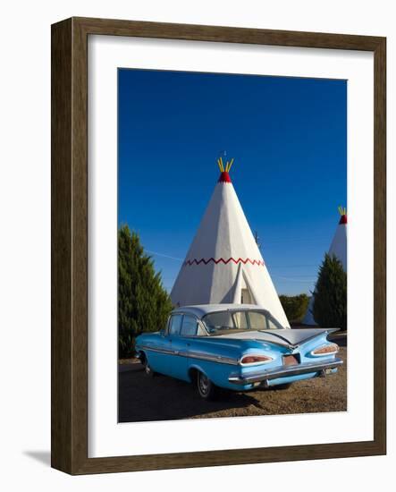 USA, Arizona, Holbrook, Route 66, Wigwam Motel, Chevrolet Impala-Alan Copson-Framed Photographic Print