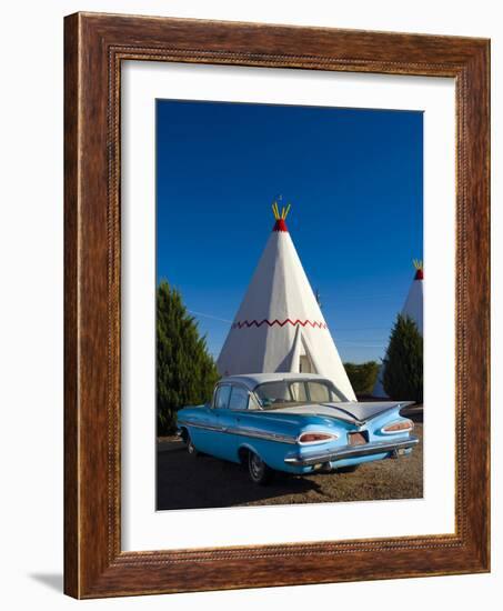 USA, Arizona, Holbrook, Route 66, Wigwam Motel, Chevrolet Impala-Alan Copson-Framed Photographic Print