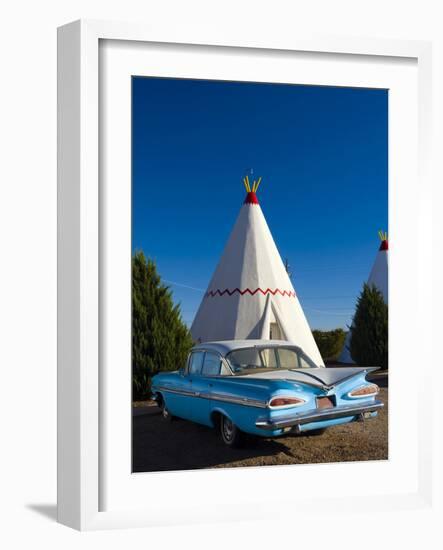 USA, Arizona, Holbrook, Route 66, Wigwam Motel, Chevrolet Impala-Alan Copson-Framed Photographic Print