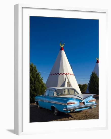 USA, Arizona, Holbrook, Route 66, Wigwam Motel, Chevrolet Impala-Alan Copson-Framed Photographic Print