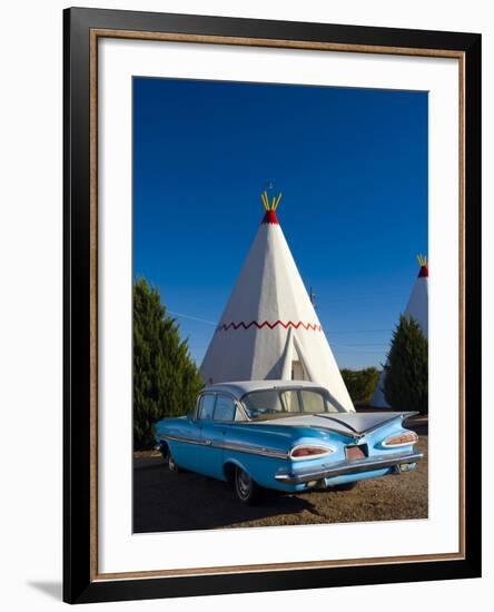 USA, Arizona, Holbrook, Route 66, Wigwam Motel, Chevrolet Impala-Alan Copson-Framed Photographic Print