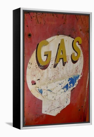 USA, Arizona, Jerome, brightly painted antique gas sign-Kevin Oke-Framed Premier Image Canvas