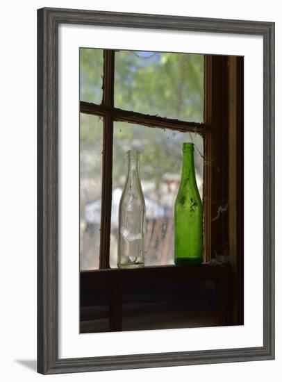 USA, Arizona, Jerome, Gold King Mine. Old Bottles in a Window-Kevin Oke-Framed Photographic Print