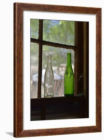 USA, Arizona, Jerome, Gold King Mine. Old Bottles in a Window-Kevin Oke-Framed Photographic Print