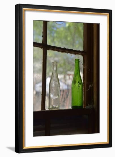 USA, Arizona, Jerome, Gold King Mine. Old Bottles in a Window-Kevin Oke-Framed Photographic Print