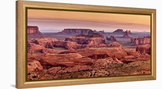 USA, Arizona, Monument Valley. Panoramic View from Hunt's Mesa at Dawn-Ann Collins-Framed Premier Image Canvas