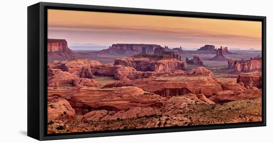 USA, Arizona, Monument Valley. Panoramic View from Hunt's Mesa at Dawn-Ann Collins-Framed Premier Image Canvas