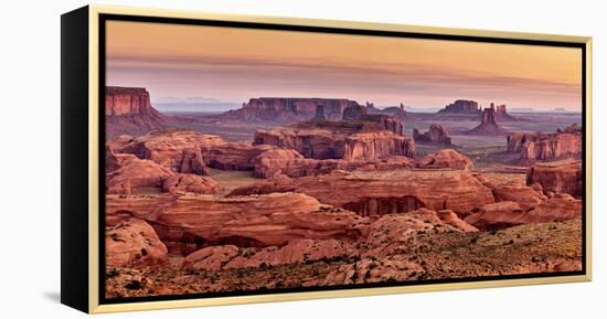 USA, Arizona, Monument Valley. Panoramic View from Hunt's Mesa at Dawn-Ann Collins-Framed Premier Image Canvas