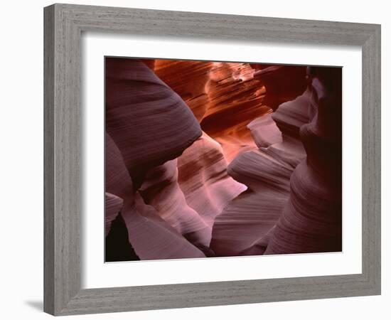 USA, Arizona, Navajo Tribal Park, Erosion of Navajo Sandstone of Lower Antelope Canyon-John Barger-Framed Photographic Print