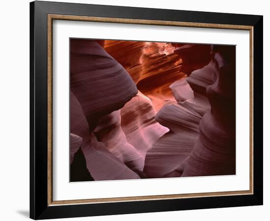USA, Arizona, Navajo Tribal Park, Erosion of Navajo Sandstone of Lower Antelope Canyon-John Barger-Framed Photographic Print