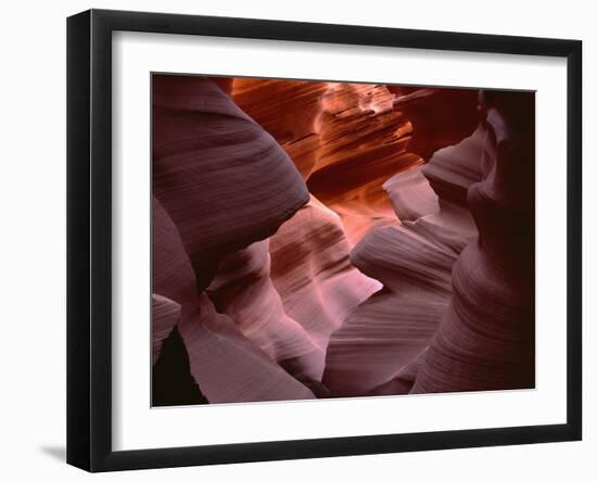 USA, Arizona, Navajo Tribal Park, Erosion of Navajo Sandstone of Lower Antelope Canyon-John Barger-Framed Photographic Print