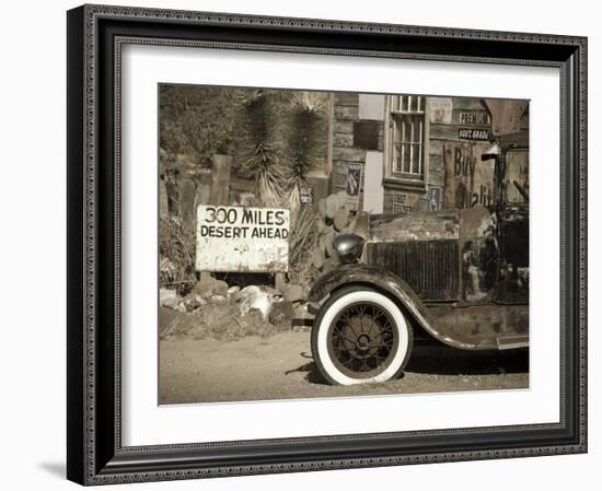 USA, Arizona, Route 66, Hackberry General Store, 300 Miles Desert Ahead Sign-Alan Copson-Framed Photographic Print