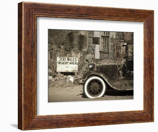 USA, Arizona, Route 66, Hackberry General Store, 300 Miles Desert Ahead Sign-Alan Copson-Framed Photographic Print