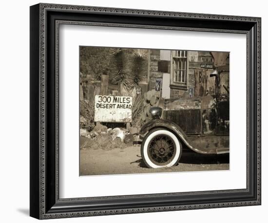 USA, Arizona, Route 66, Hackberry General Store, 300 Miles Desert Ahead Sign-Alan Copson-Framed Photographic Print