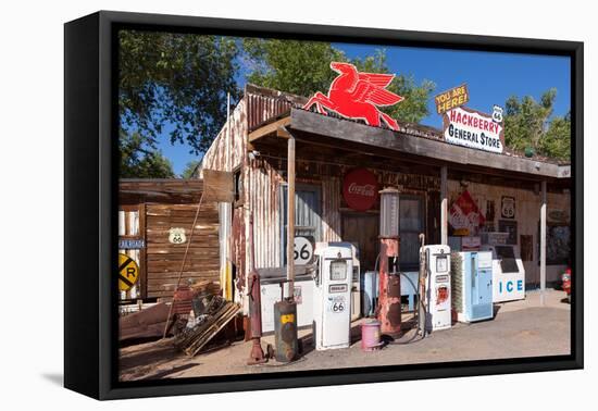 USA, Arizona, Route 66, Hackberry, Old Filling Station-Catharina Lux-Framed Premier Image Canvas