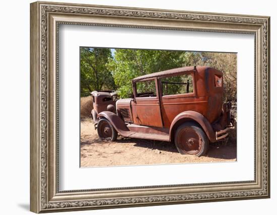 USA, Arizona, Route 66, Rusty Car Body-Catharina Lux-Framed Photographic Print