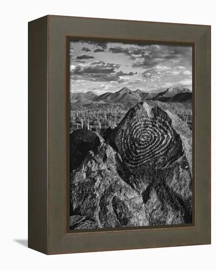 USA, Arizona, Saguaro National Park. Petroglyphs on Signal Hill-Dennis Flaherty-Framed Premier Image Canvas