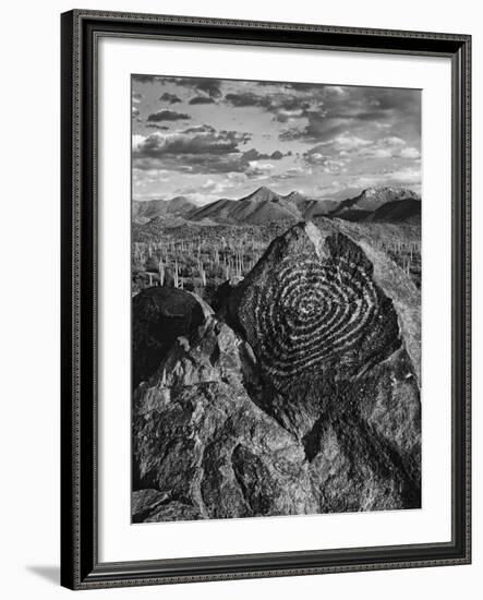 USA, Arizona, Saguaro National Park. Petroglyphs on Signal Hill-Dennis Flaherty-Framed Photographic Print