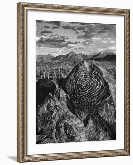 USA, Arizona, Saguaro National Park. Petroglyphs on Signal Hill-Dennis Flaherty-Framed Photographic Print