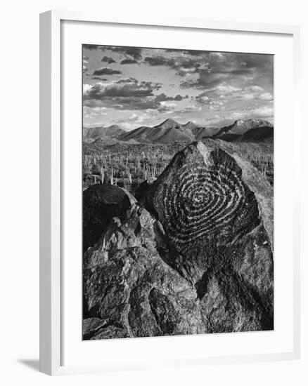 USA, Arizona, Saguaro National Park. Petroglyphs on Signal Hill-Dennis Flaherty-Framed Photographic Print