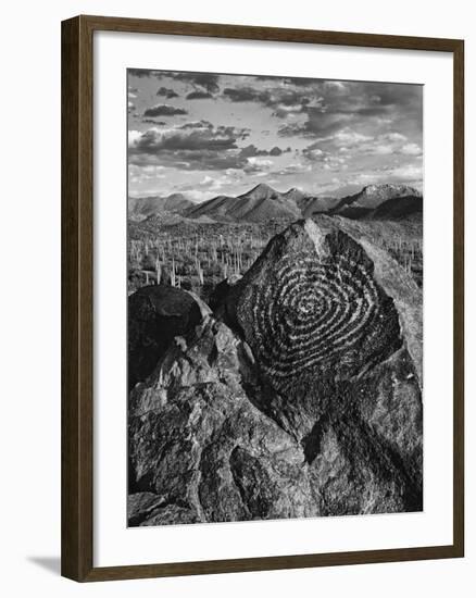 USA, Arizona, Saguaro National Park. Petroglyphs on Signal Hill-Dennis Flaherty-Framed Photographic Print